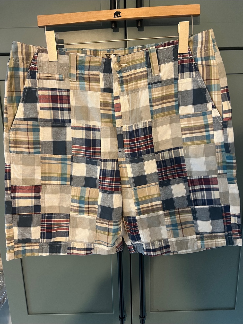 LL Bean Madras Patch Shorts Sz 36